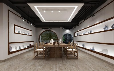 新中式风格陶瓷展厅3D模型下载